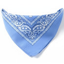 BANDANA Paisley 100% COTTON Head Wrap Durag Bandanna Summer Biker Scarf Mask - Sky Blue