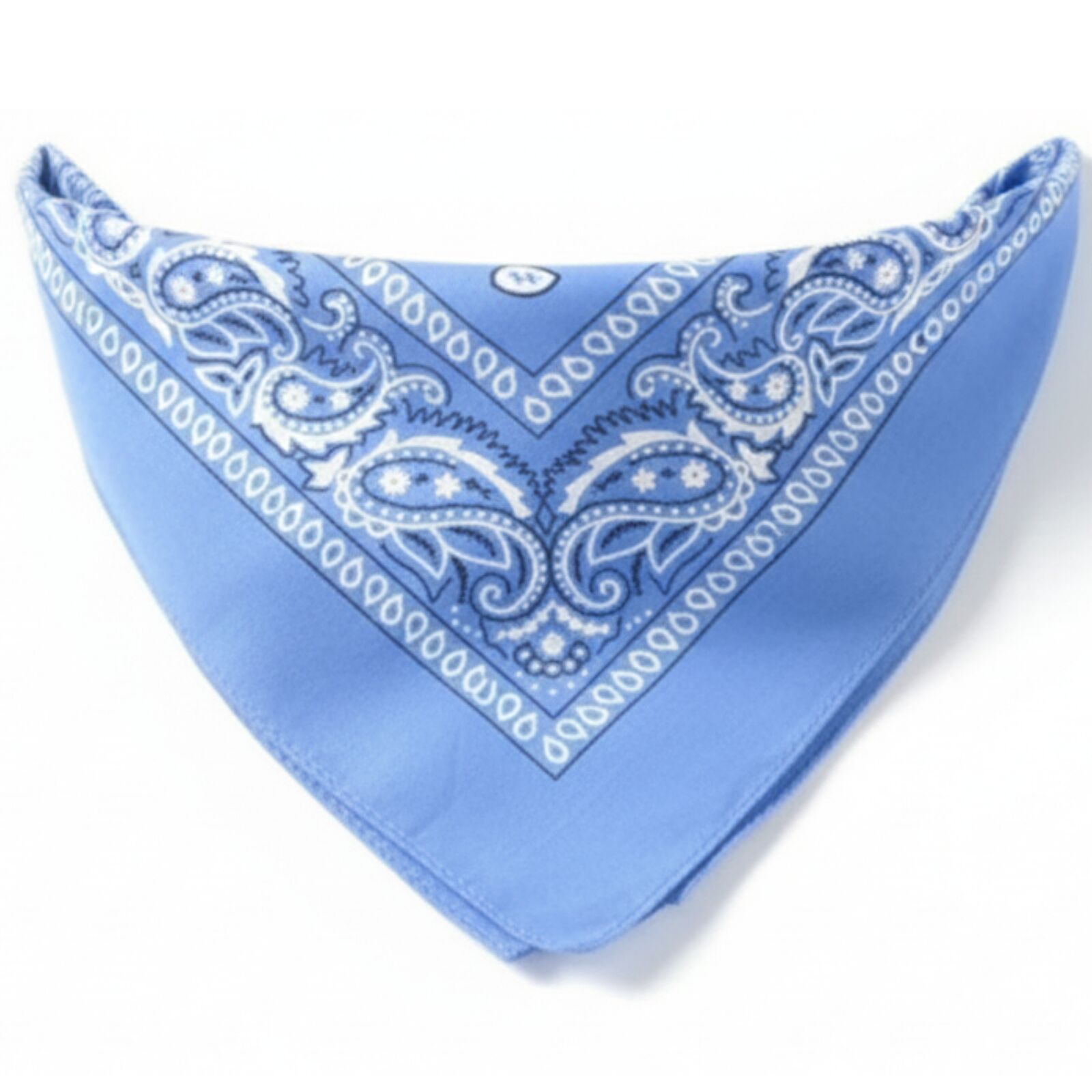 BANDANA Paisley 100% COTTON Head Wrap Durag Bandanna Summer Biker Scarf Mask - Sky Blue