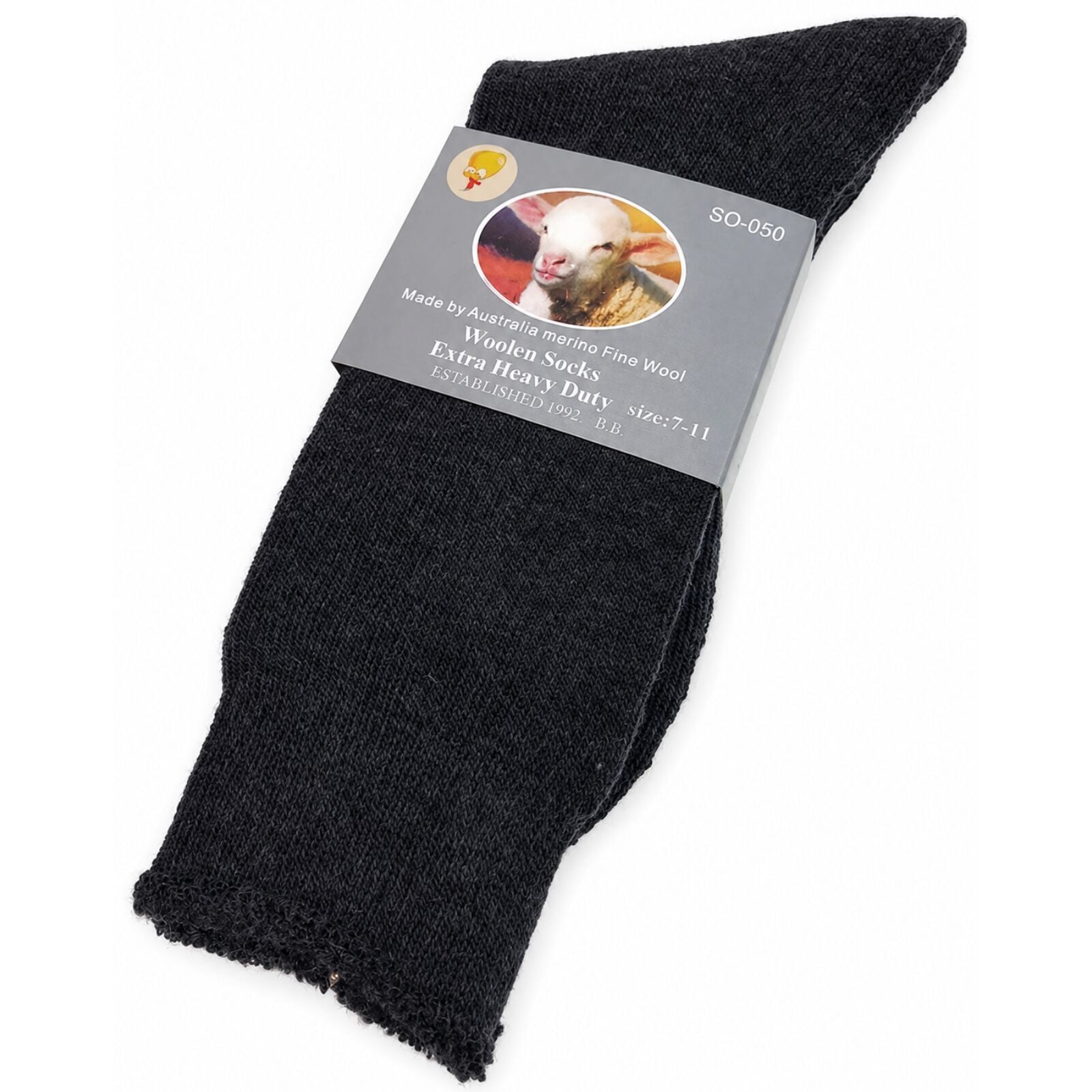 1 Pair Merino Wool Blend Work Socks Thermal Hiking Winter Warm Socks - Charcoal