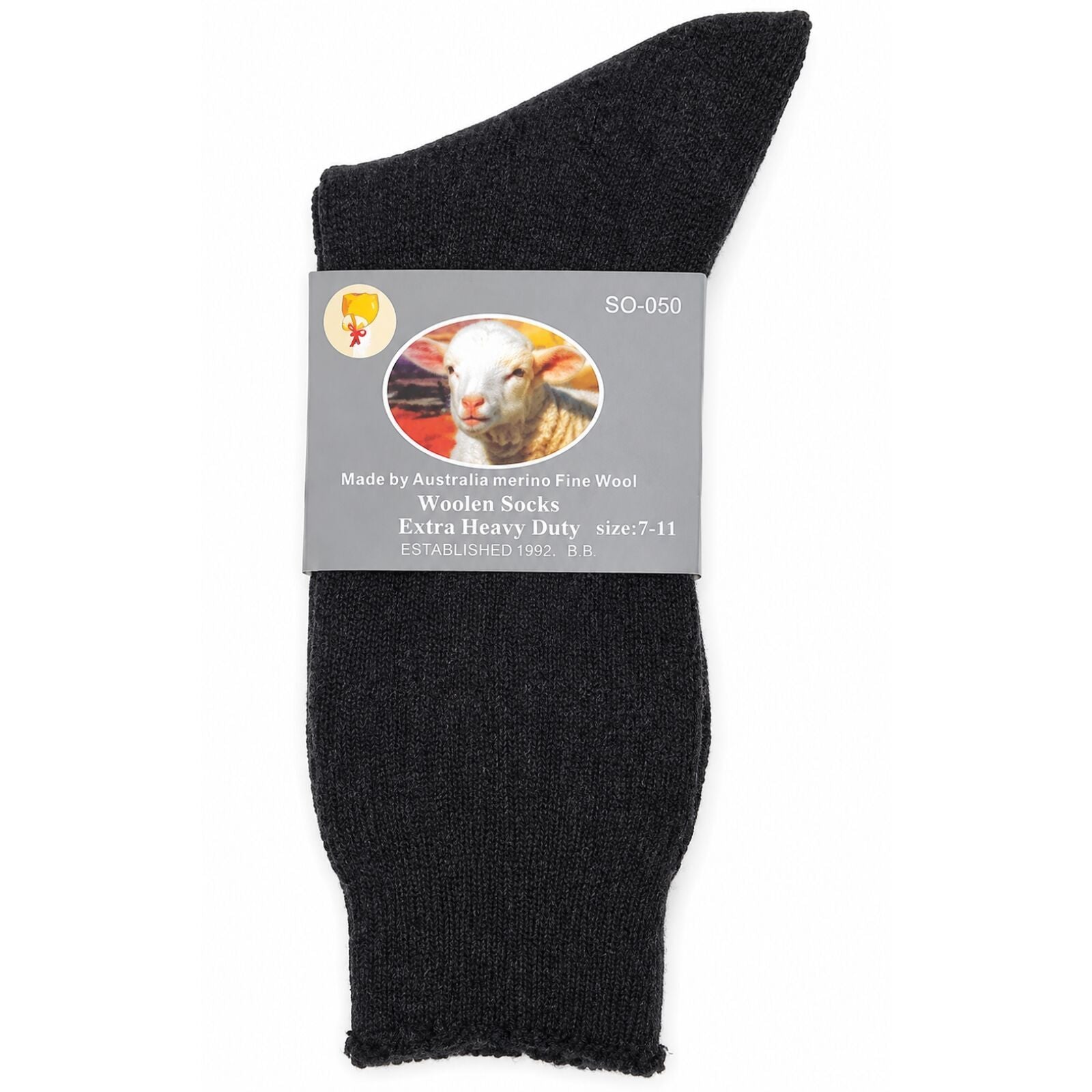 1 Pair Merino Wool Blend Work Socks Thermal Hiking Winter Warm Socks - Charcoal