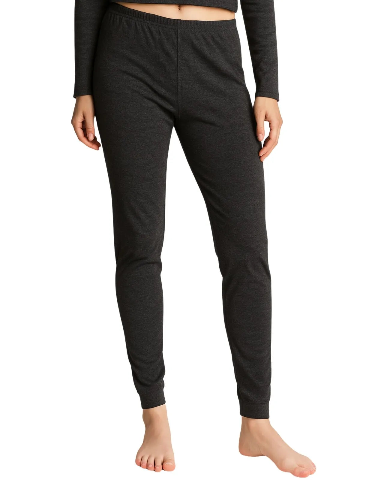 2pcs Set Womens Merino Wool Blend Pants & Top Underwear Leggings Thermal Thermals - Burgundy Top & Black Pants