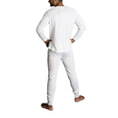 2pcs Set Mens Merino Wool Blend Long Sleeve Thermal Top & Long Johns Pants Underwear - Beige
