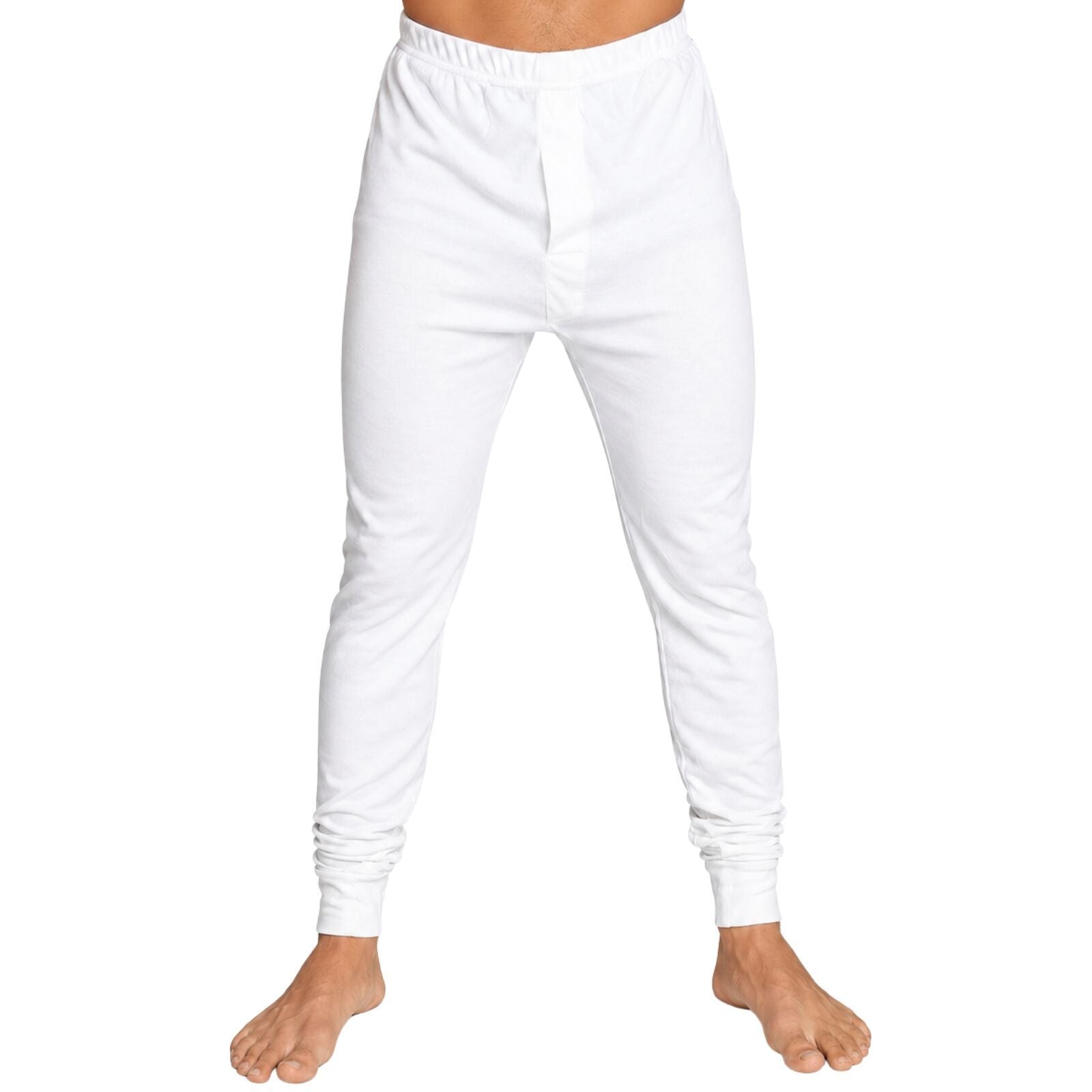 Mens Thermal Long John Pants Merino Wool Blend Base Layer Winter Warm - Beige