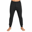 Mens Thermal Long John Pants Merino Wool Blend Base Layer Winter Warm - Black