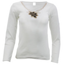 Womens Merino Wool Blend Thermal Top Long Sleeve V Neck Spencer Warm - Beige - 10-12