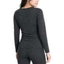 Womens Merino Wool Blend Thermal Top Long Sleeve Spencer Base Layer - Black