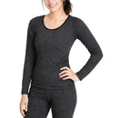 Womens Merino Wool Blend Thermal Top Long Sleeve Spencer Base Layer - Black