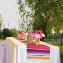 Rainbow Table Cloth Runner Stripe w/ Tassel Mexican Tablecloth Wedding Party Decor