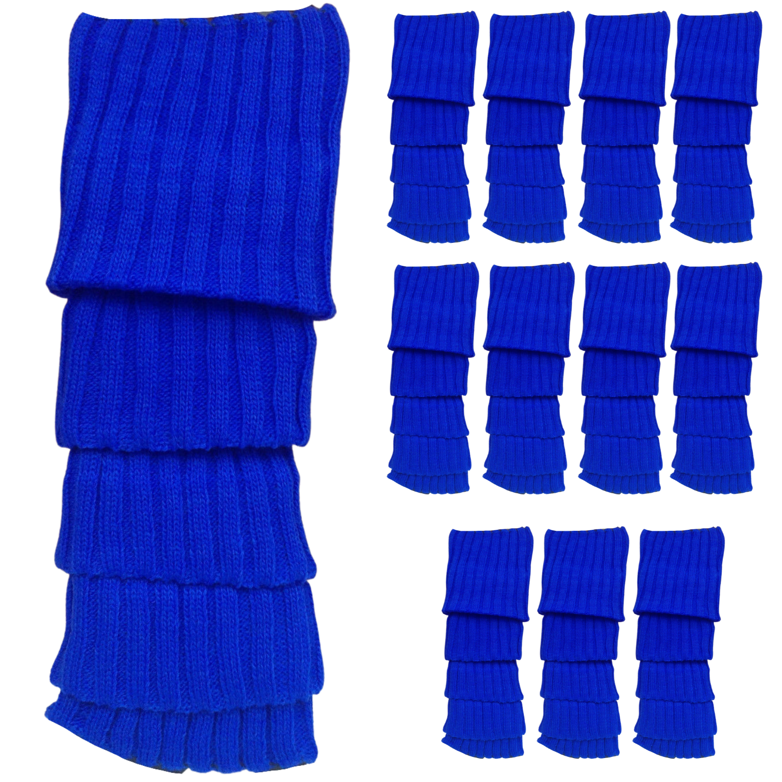 12x LEG WARMERS Knitted Womens Costume Neon Dance Party Knit 80s BULK - Blue