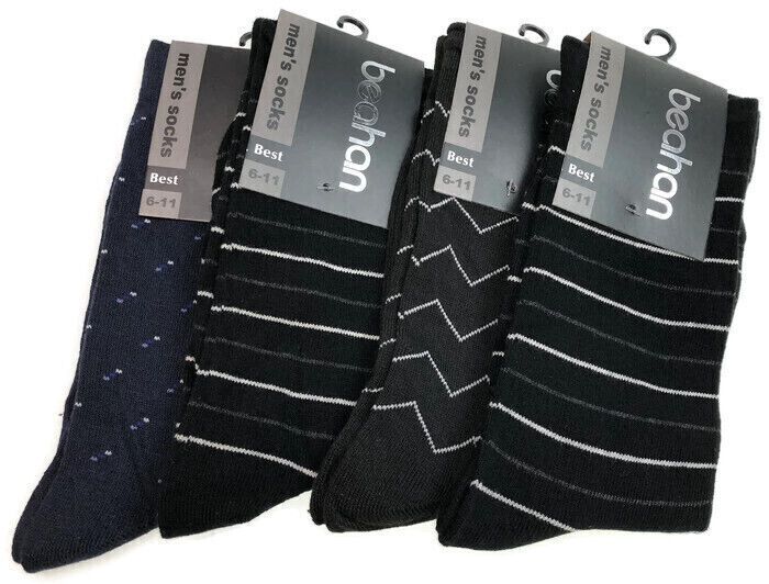 18 Pairs COTTON BUSINESS SOCKS Mens Dress Crew Plain Work Casual  BULK - Black