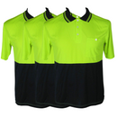 3x HI VIS Polo Shirt Top Tee Safety Workwear Short Sleeve Breathable Mesh BULK - Yellow/Navy - M (16)