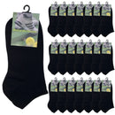 24x COTTON ANKLE SOCKS Sport Low Cut Mens Womens Running BULK Anklet - Black