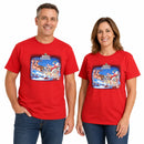 100% Cotton Adult Christmas T Shirt Xmas Top Santa Red White Party Costume - Red