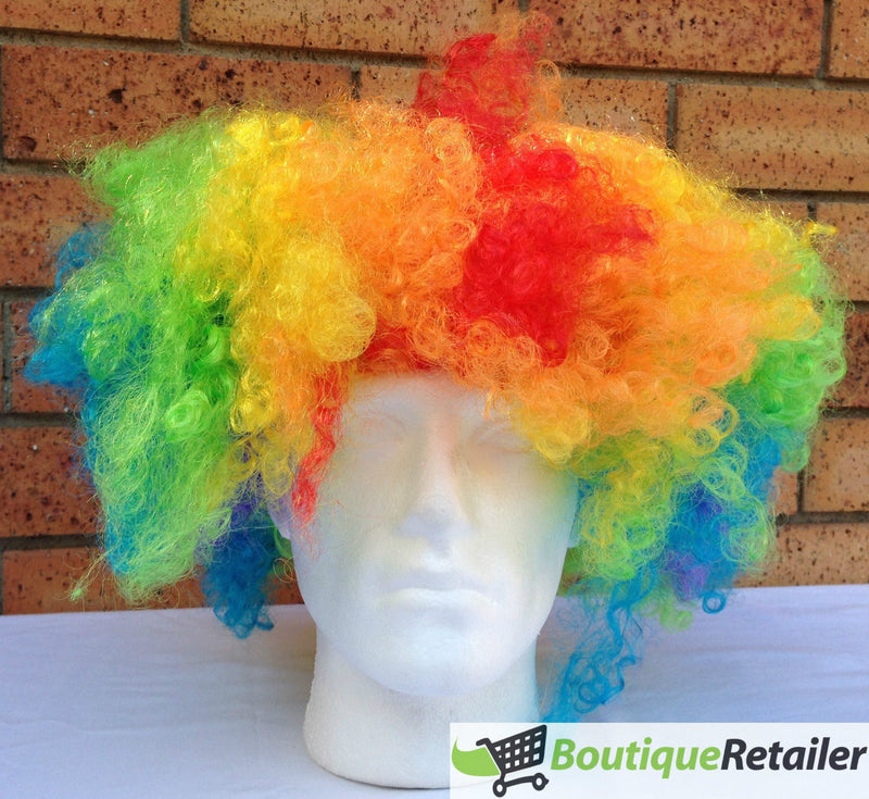 DELUXE AFRO WIG Curly Hair Costume Party Fancy Disco Circus 70s 80s Dress Up - Rainbow