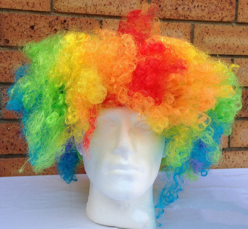 DELUXE AFRO WIG Curly Hair Costume Party Fancy Disco Circus 70s 80s Dress Up - Rainbow