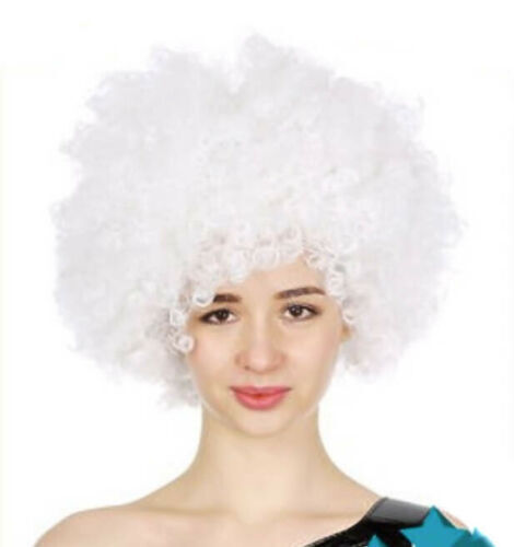 DELUXE AFRO WIG Curly Hair Costume Party Fancy Disco Circus 70s 80s Dress Up - White