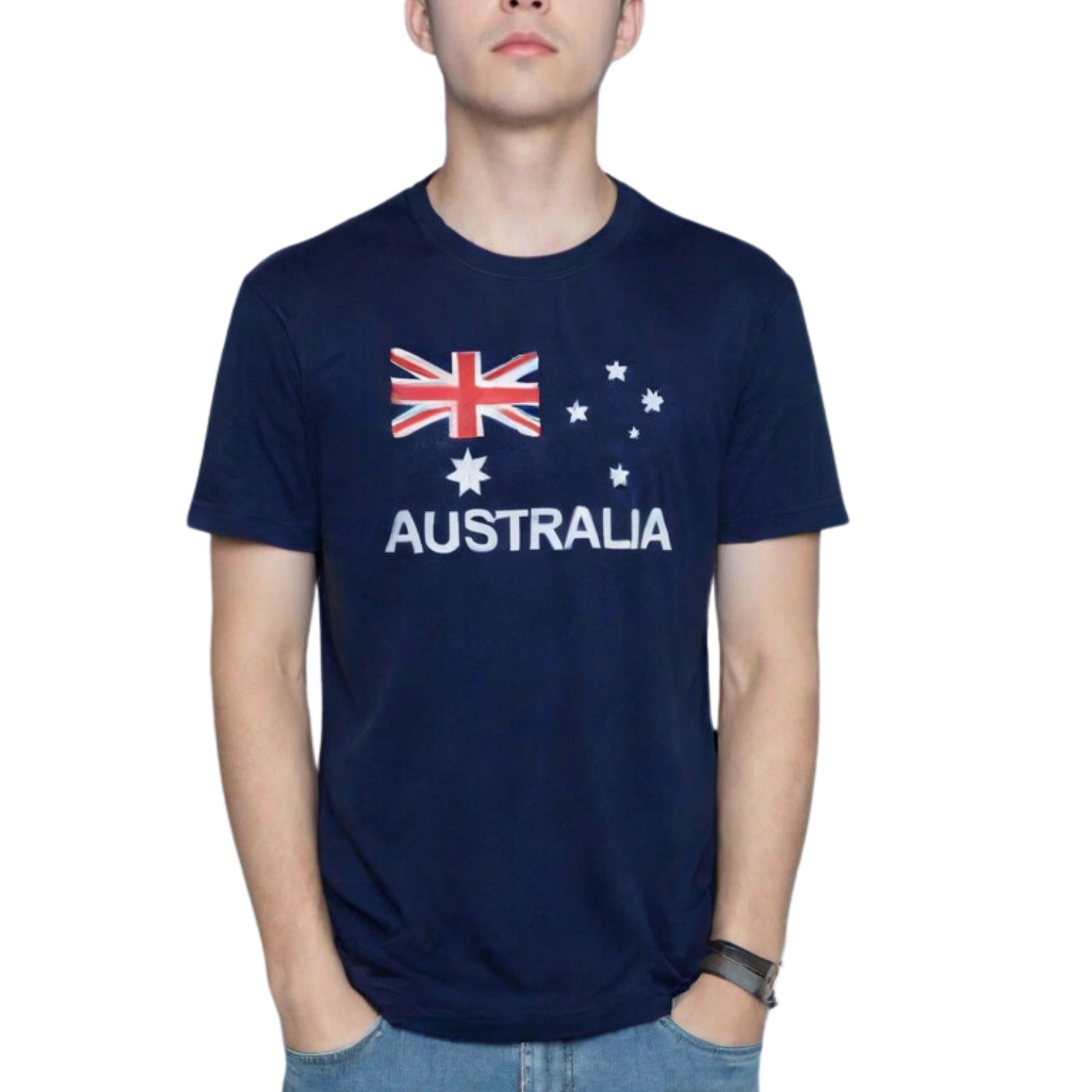Adult AUSTRALIAN T Shirt Australia Day 100% COTTON Souvenir Tee Top Flag - Blue