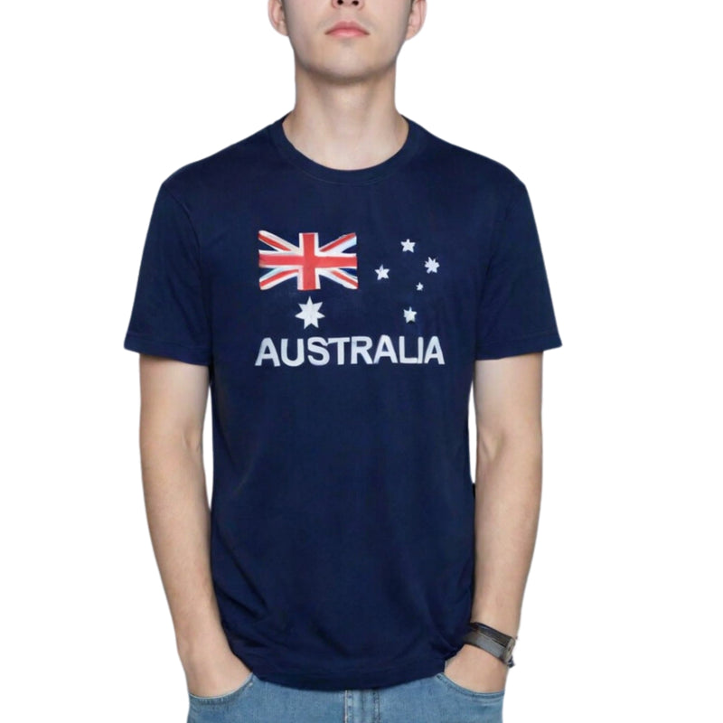 Adult AUSTRALIAN T Shirt Australia Day 100% COTTON Souvenir Tee Top Flag - Blue - Small