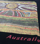 Mens Australia T Shirt Aboriginal Art 100% Cotton Souvenir Indigenous Tee in Black