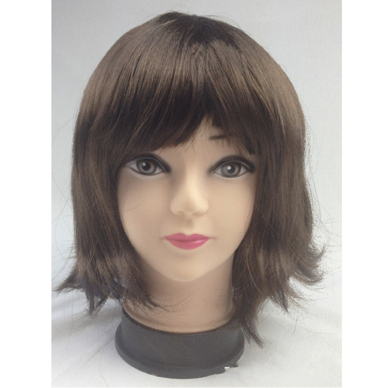 Bob Wig Costume Short Straight Fringe Cosplay Party Full Hair Womens Fancy Dress - Brown