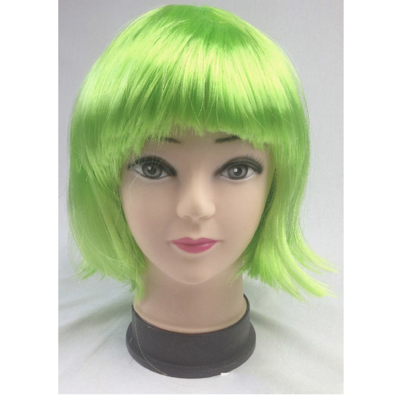 Bob Wig Costume Short Straight Fringe Cosplay Party Full Hair Womens Fancy Dress - Green