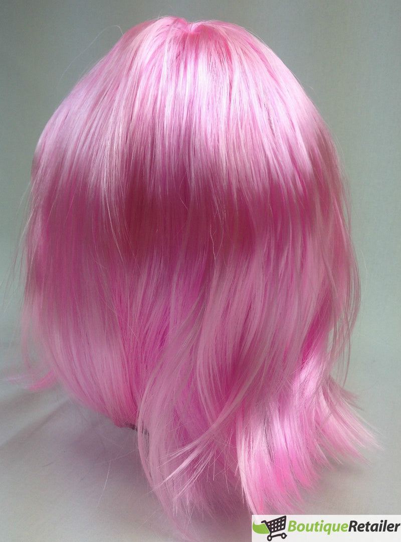 Bob Wig Costume Short Straight Fringe Cosplay Party Full Hair Womens Fancy Dress - Light Pink