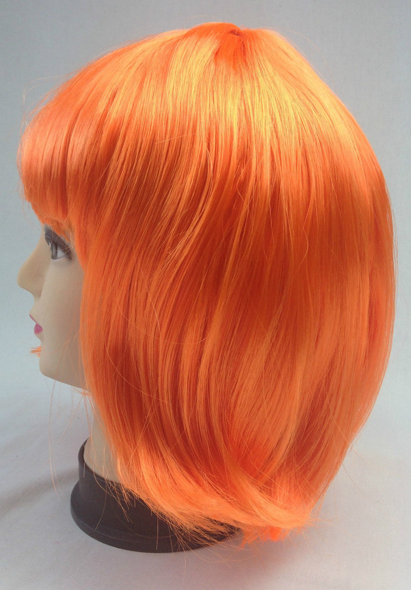 Bob Wig Costume Short Straight Fringe Cosplay Party Full Hair Womens Fancy Dress - Orange