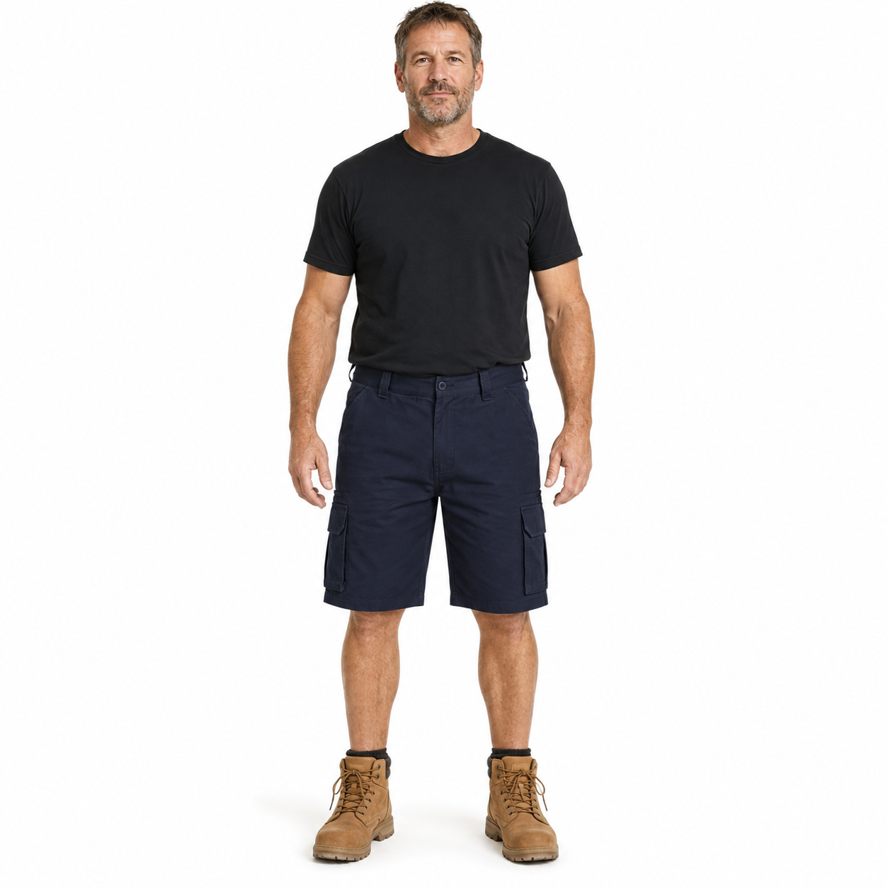 Mens CARGO SHORTS All Sizes 100% COTTON Drill Heavy Work Tradie Military - Navy