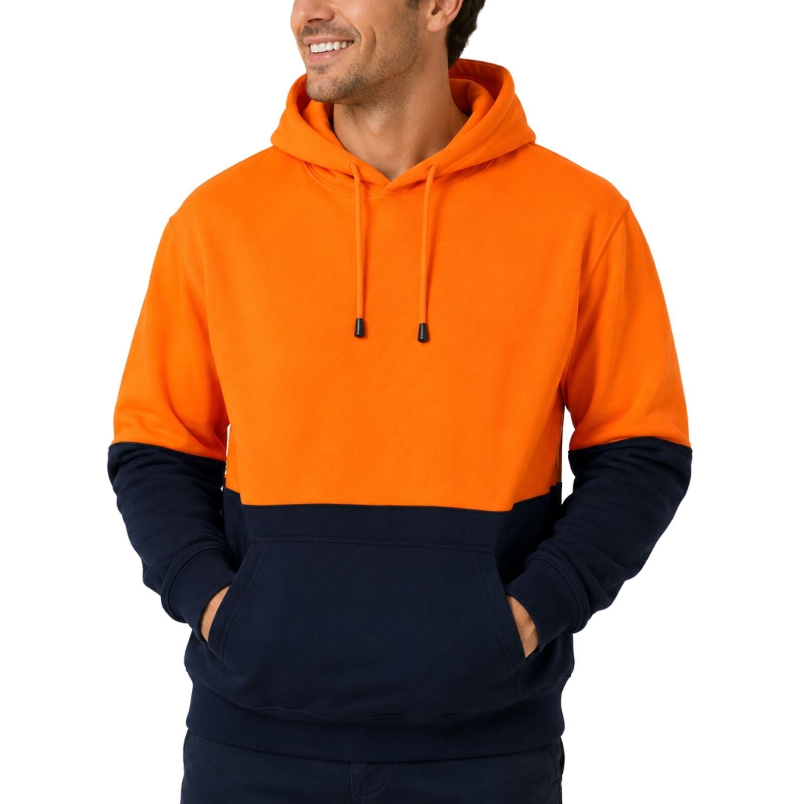 Hi Vis Polar Fleece Hoodie Safety Workwear Jumper Fleecy Jacket UPF 50+ - Orange