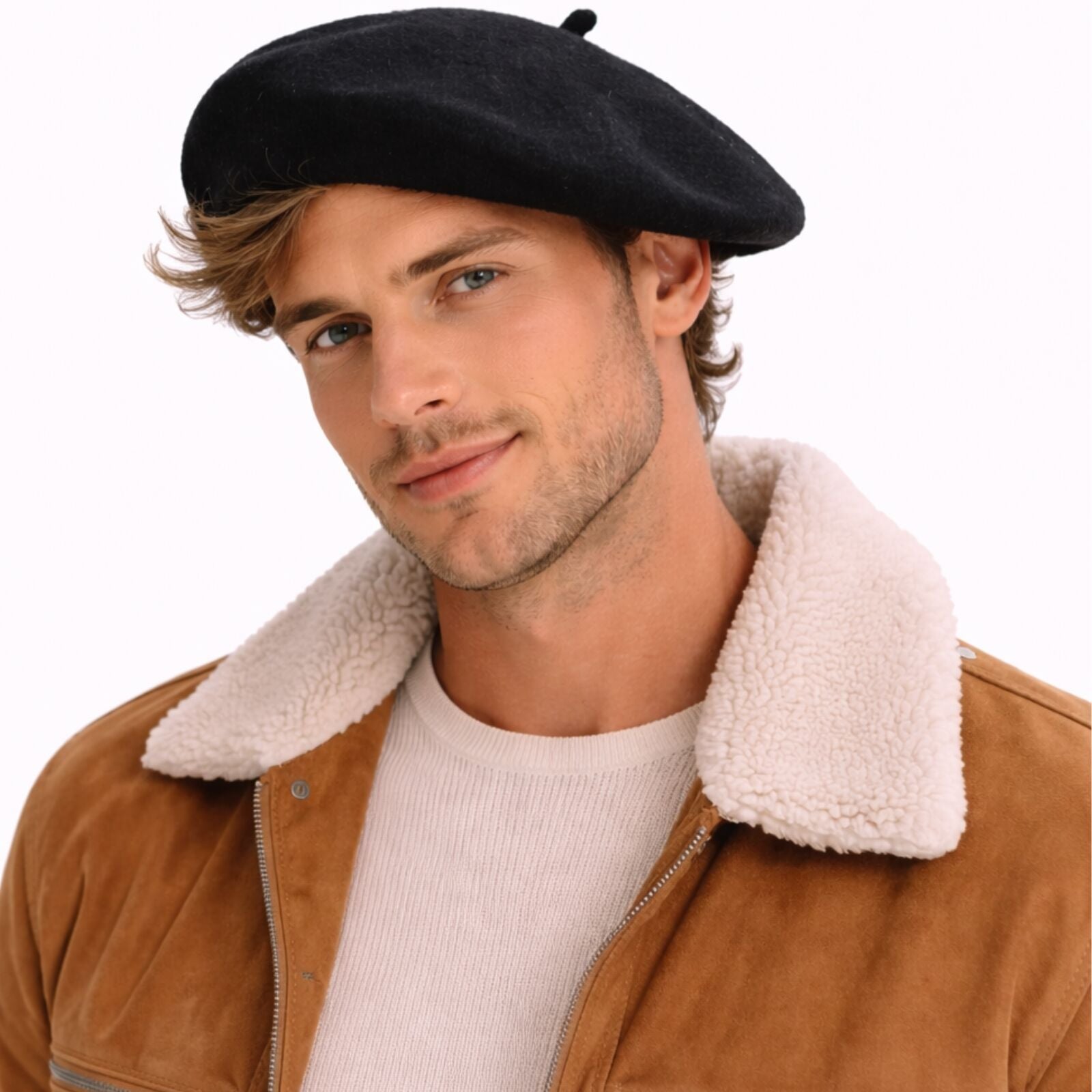 Unisex French Beret Hat Military Army Style Beanie Winter Warm Cap - Black