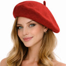 Unisex French Beret Hat Military Army Style Beanie Winter Warm Cap - Red