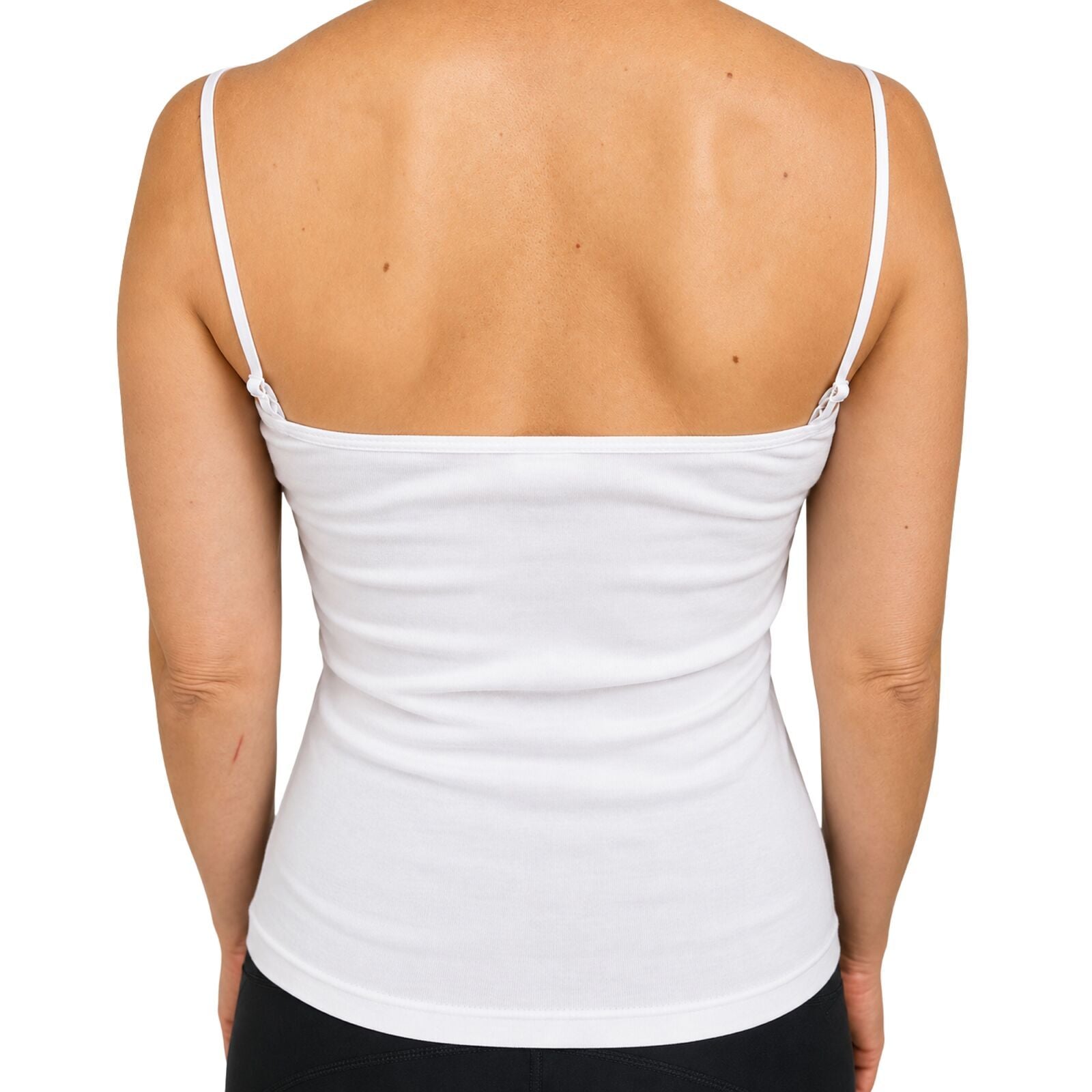 Womens Camisole Top 100% Cotton Cami Strap Singlet Basic Tank Shirt - Natural