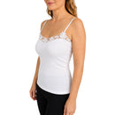 Womens Camisole Top 100% Cotton Cami Strap Singlet Basic Tank Shirt - Natural