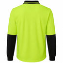 Hi Vis Long Sleeve Polo Shirt Safety Workwear Fluro Breathable UPF 50+ - Yellow