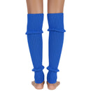 Pair of Womens Leg Warmers Disco Winter Knit Dance Party Crochet Legging Socks Costume - Blue