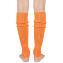 Pair of Womens Leg Warmers Disco Winter Knit Dance Party Crochet Legging Socks Costume - Orange