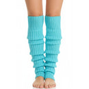 Pair of Womens Leg Warmers Disco Winter Knit Dance Party Crochet Legging Socks Costume - Sky Blue