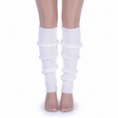 Pair of Womens Leg Warmers Disco Winter Knit Dance Party Crochet Legging Socks Costume - White