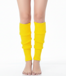 Pair of Womens Leg Warmers Disco Winter Knit Dance Party Crochet Legging Socks Costume - Yellow