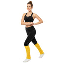LEG WARMERS Knitted Womens Neon Party Knit Ankle Fluro Dance Costume 80s Pair - Yellow
