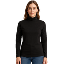 Ladies SKIVVY Womens Long Sleeve Plain Top Warm Turtleneck Cotton High Neck in Black