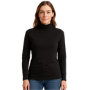 Ladies SKIVVY Womens Long Sleeve Plain Top Warm Turtleneck Cotton High Neck in Black