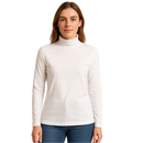 Ladies SKIVVY Womens Long Sleeve Plain Top Warm Turtleneck Cotton High Neck in White