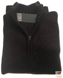 Mens Knit Jumper Pullover Sweater Knitted Casual Stretch Warm Winter  - Half Zip Burgundy 97 (KW14) - M