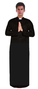 Men's PRIEST Father Costume Religious Halloween Robe Church Collar Vicar Preacher