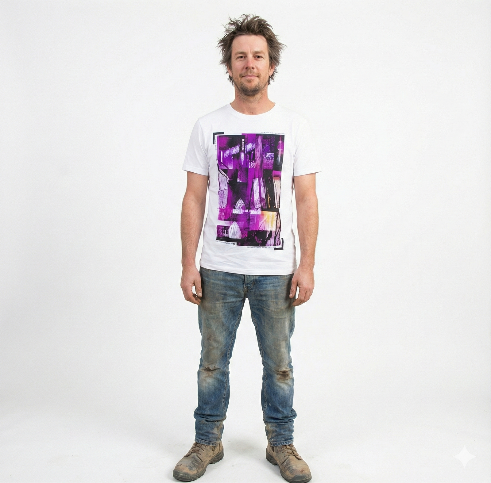 100% Cotton T-Shirt with Print Design Slim Fit Basic Tee Top in White