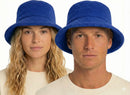 100% Cotton Terry Towelling Bucket Hat Daggy Fishing Camping Lad Cap in Blue