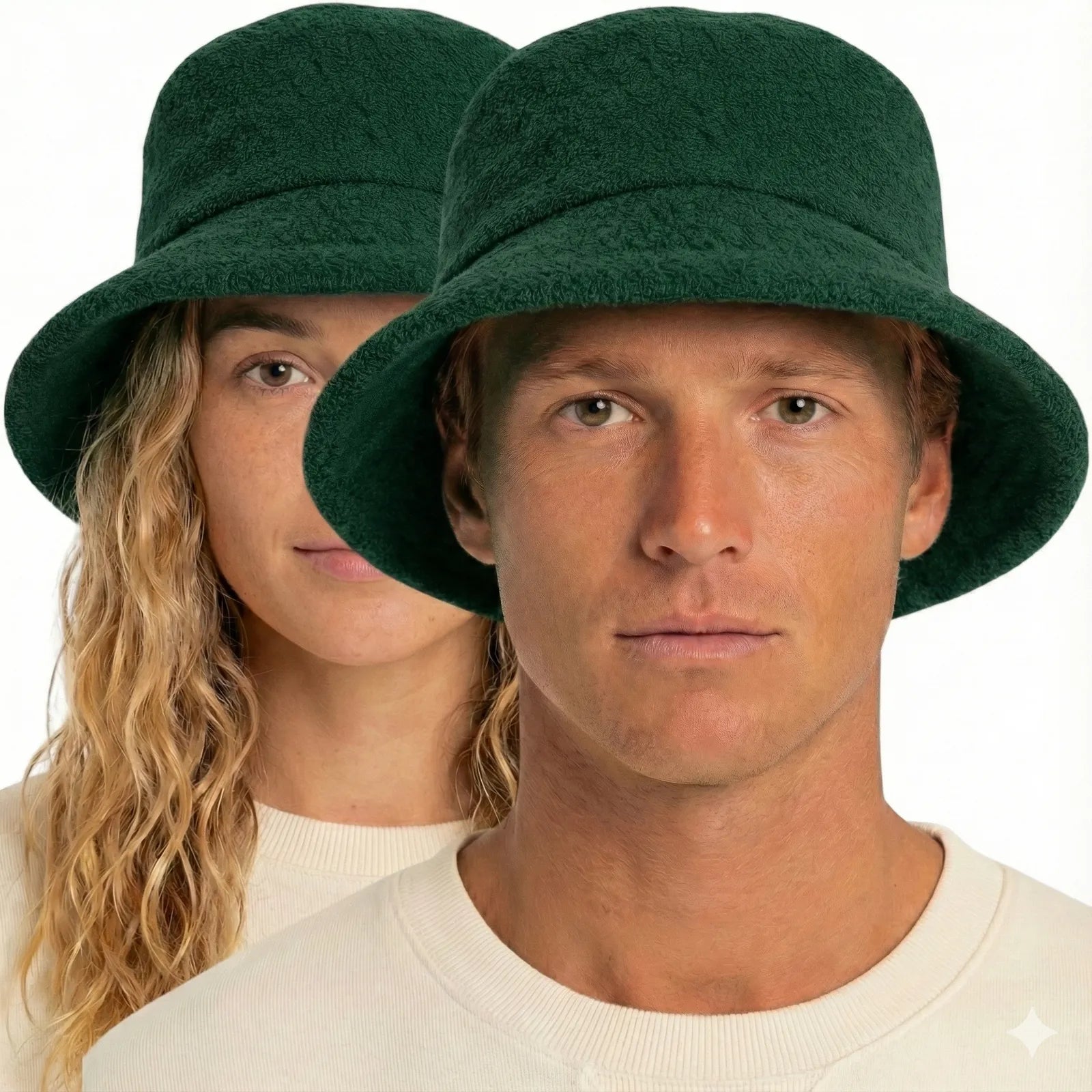 100% Cotton Terry Towelling Bucket Hat Daggy Fishing Camping Lad Cap in Bottle Green