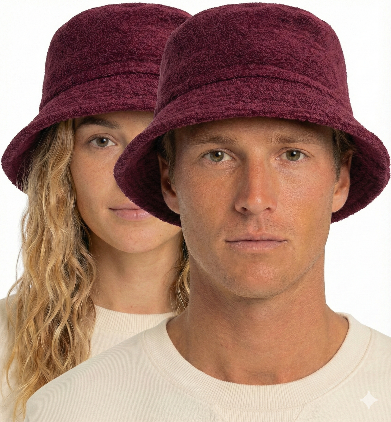 100% Cotton Terry Towelling Bucket Hat Daggy Fishing Camping Lad Cap in Burgundy