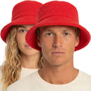 100% Cotton Terry Towelling Bucket Hat Daggy Fishing Camping Lad Cap in Red